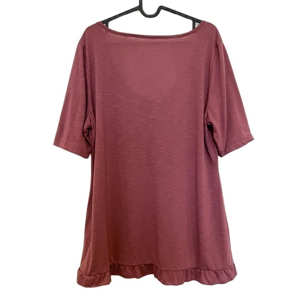 Soft Surroundings Mauve Scoop Neck Ruffle Trim Hook Eye Closure Blouse Size XL - Picture 2 of 7